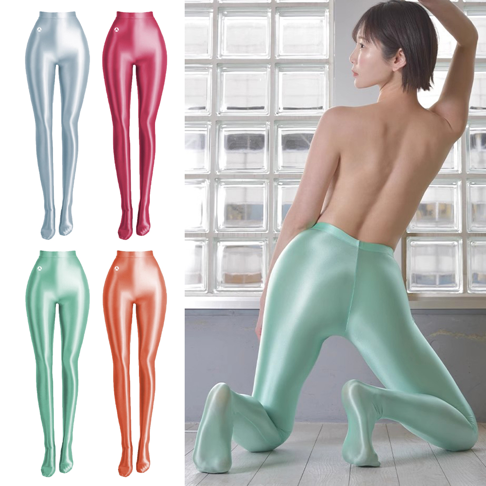 Pilates Yoga Legging - AMORESY Legging Transparan Ultratipis Mengkilap Satin