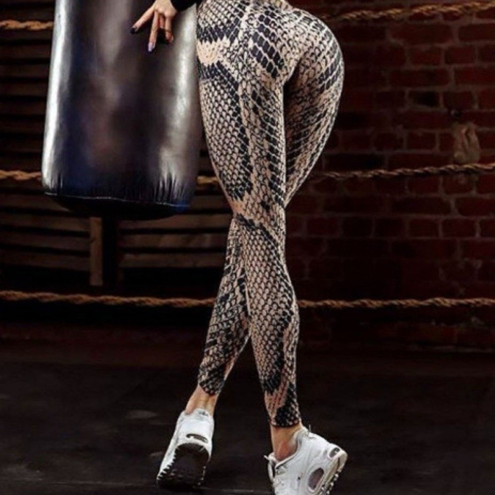 Pilates Yoga Legging - Legging Motif Ular Serpentine Tanpa Jahitan,